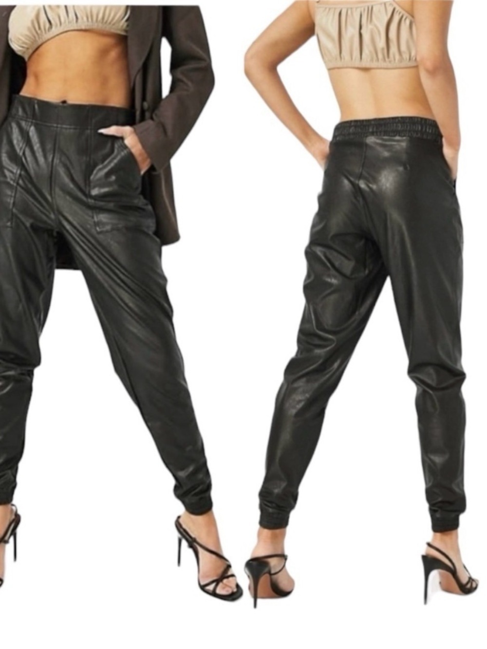 Spanx faux leather joggers medium noir